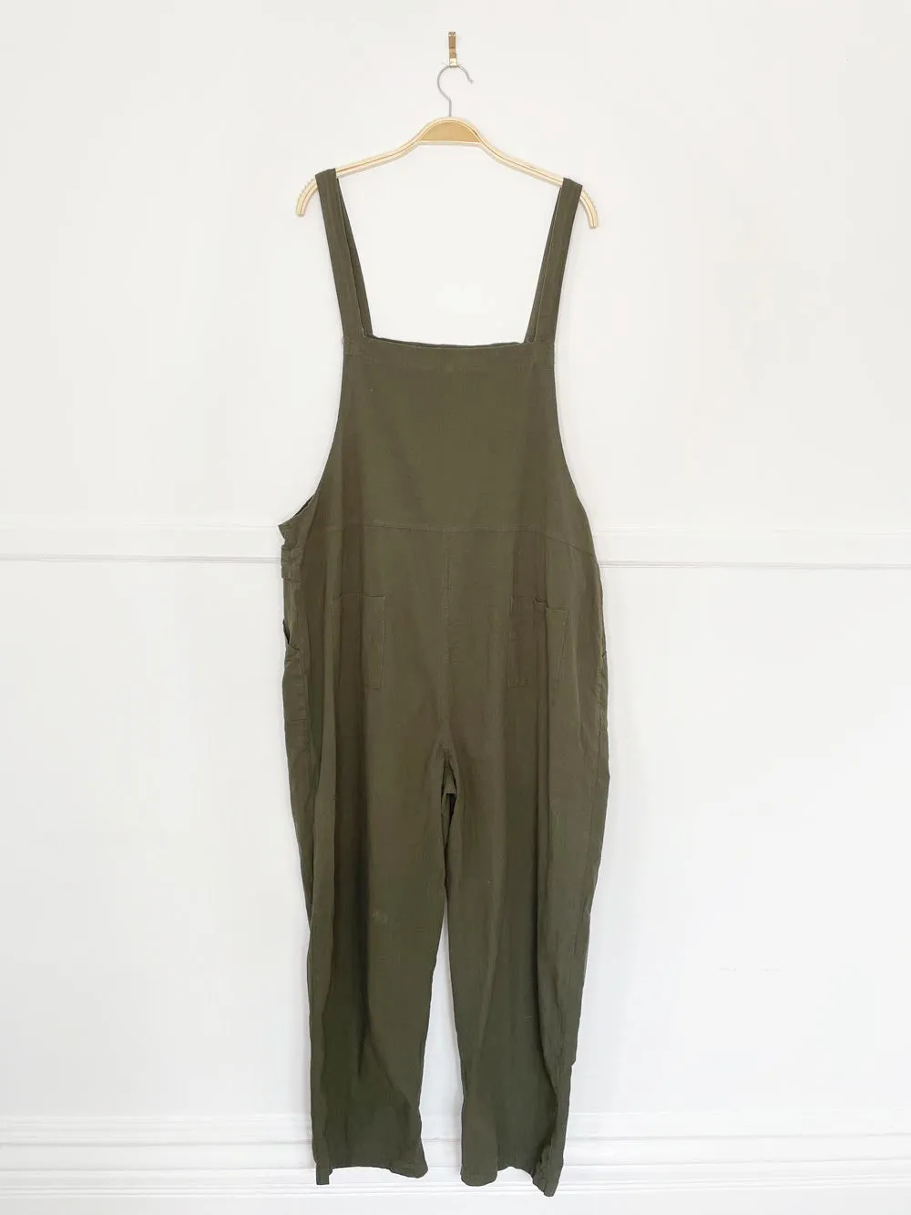 textured cotton relaxed boho overall jumpsuit sold by Good Market Thrift Store product image thumbnail 3