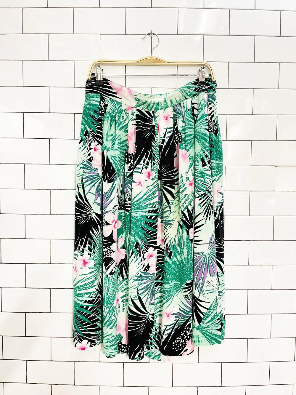 vintage tropical pleated midi skirt sold by Good Market Thrift Store