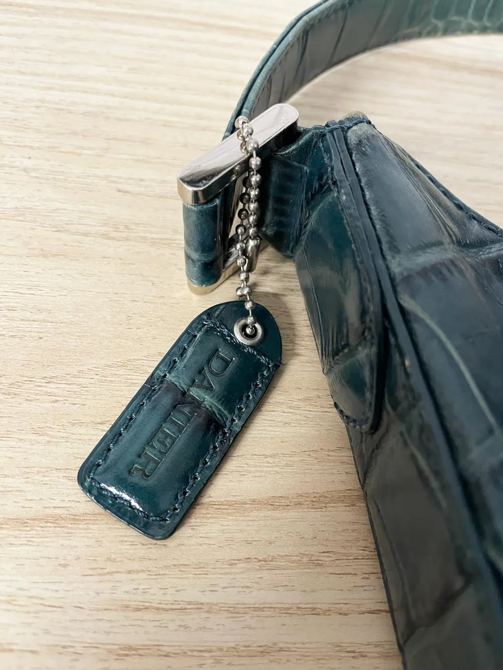 y2k danier snake embossed leather shoulder bag sold by Good Market Thrift Store product image thumbnail 2