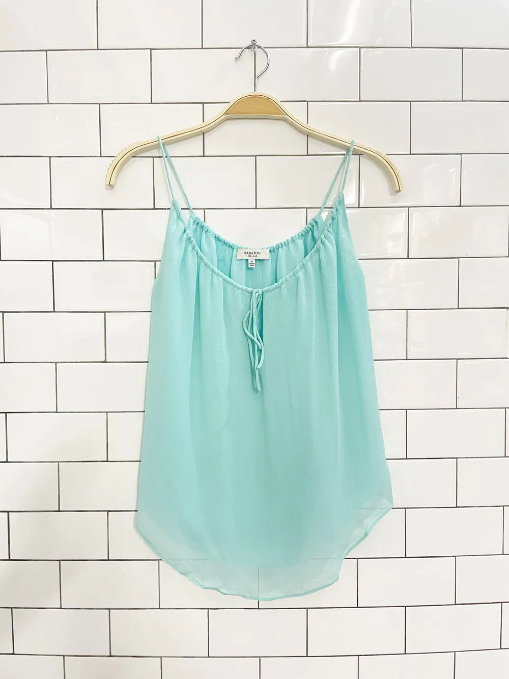 babaton silk chiffon tie neck tank blouse | aritzia sold by Good Market Thrift Store