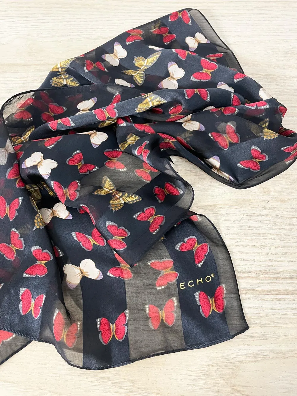 vintage echo 100% silk butterfly scarf sold by Good Market Thrift Store