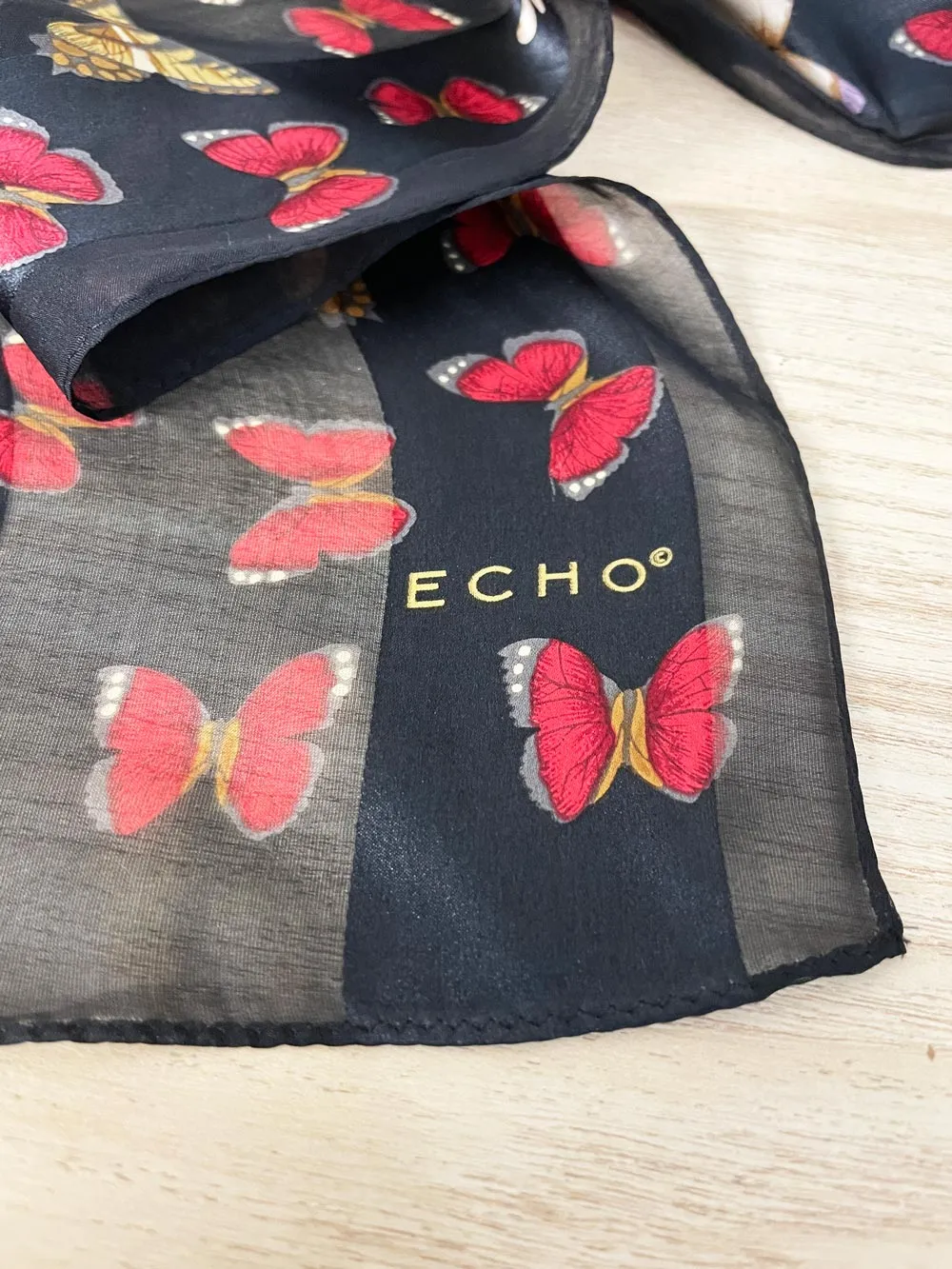 vintage echo 100% silk butterfly scarf sold by Good Market Thrift Store product image thumbnail 2