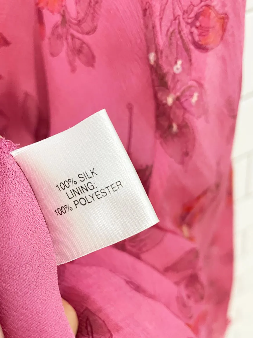 y2k 100% silk chiffon floral midi skirt / strapless dress sold by Good Market Thrift Store product image thumbnail 3