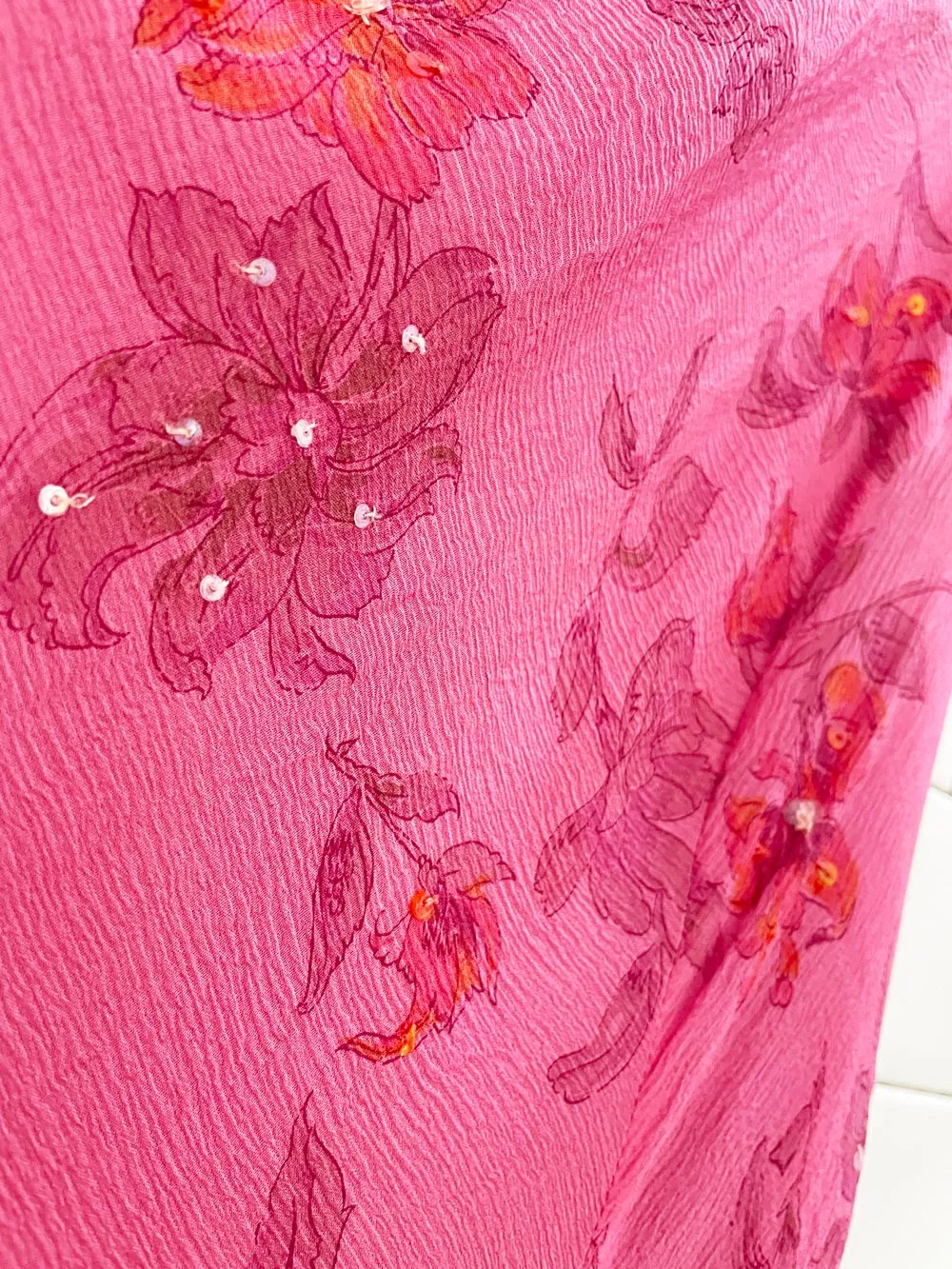 y2k 100% silk chiffon floral midi skirt / strapless dress sold by Good Market Thrift Store product image thumbnail 4