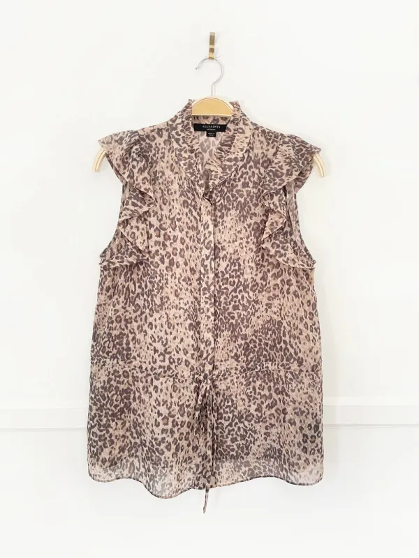 all saints laney animal print chiffon blouse sold by Good Market Thrift Store