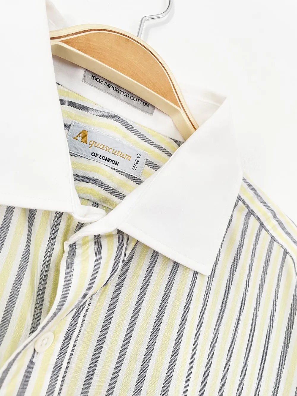 vintage aquascutum contrast collar striped french cuff shirt sold by Good Market Thrift Store product image thumbnail 2