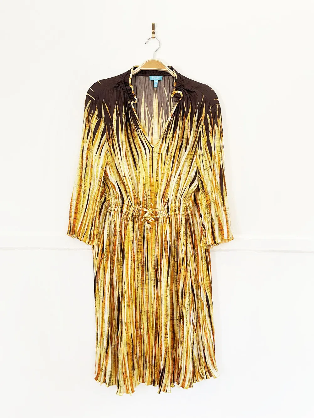 escada sport silk-blend pleated drawstring midi dress sold by Good Market Thrift Store