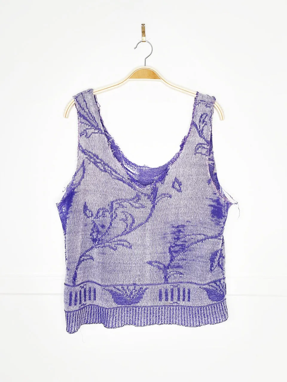 vintage distressed floral knit tank sold by Good Market Thrift Store