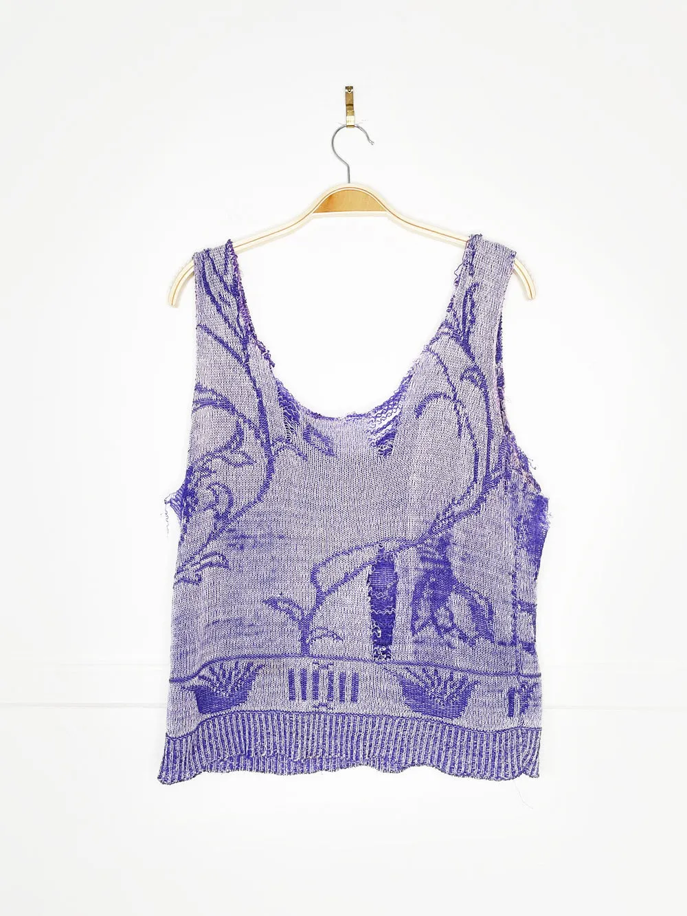vintage distressed floral knit tank sold by Good Market Thrift Store product image thumbnail 3