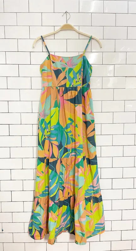 japna tropical bright tiered maxi dress sold by Good Market Thrift Store