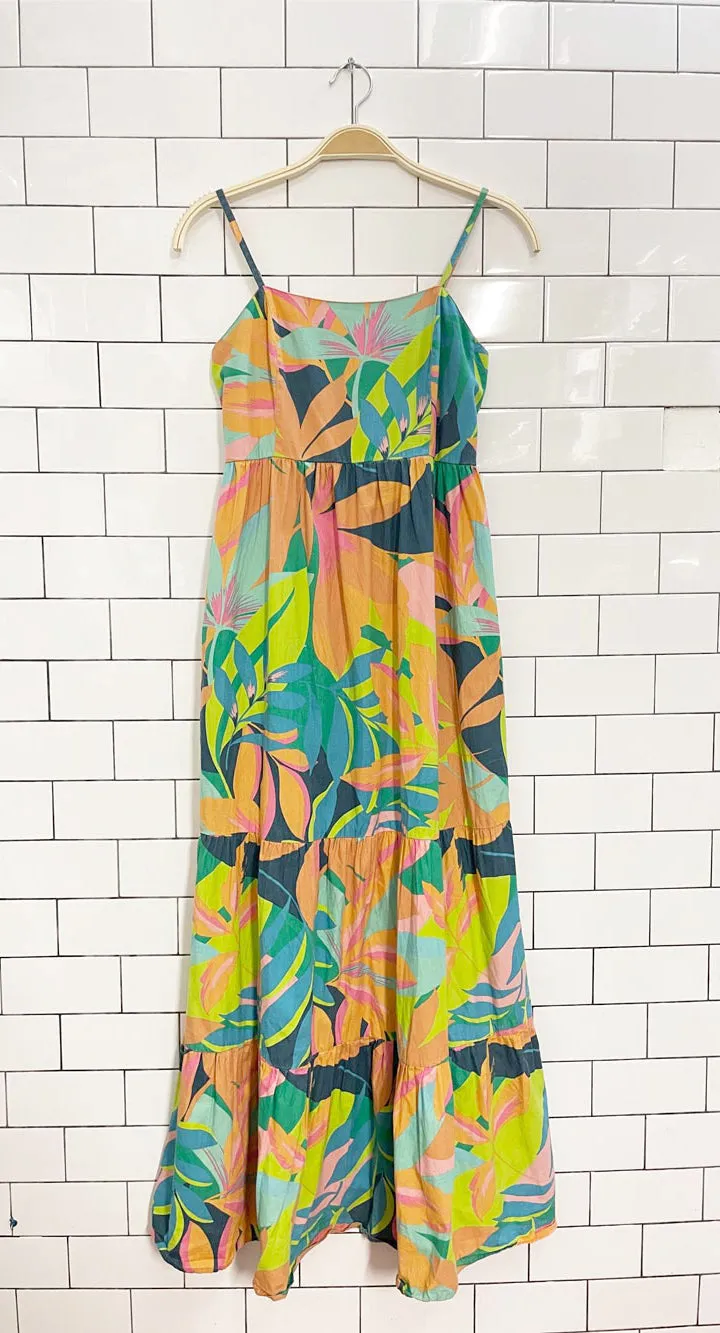 japna tropical bright tiered maxi dress sold by Good Market Thrift Store