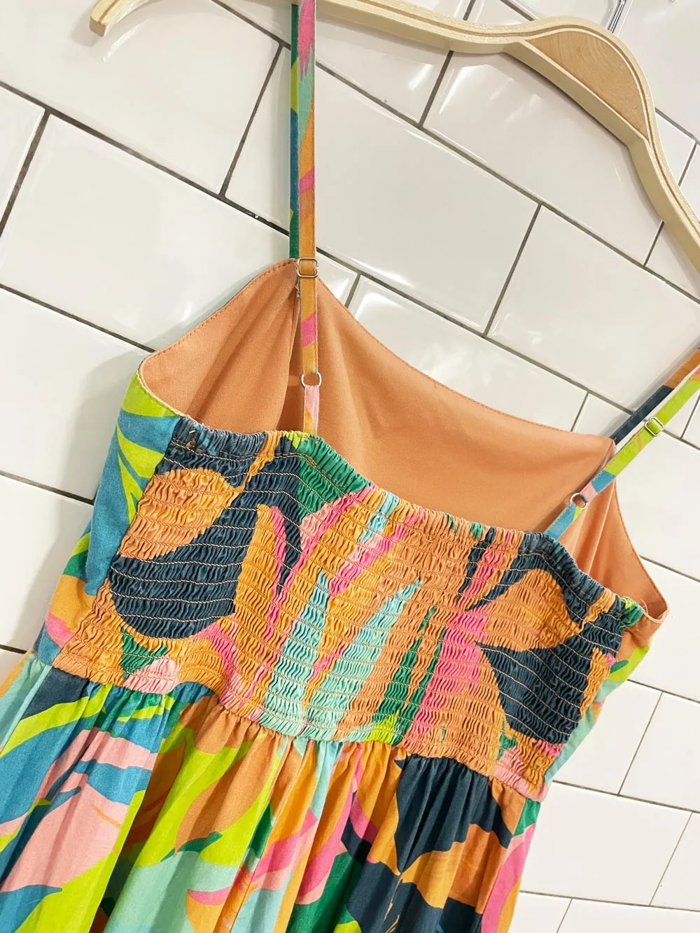 japna tropical bright tiered maxi dress sold by Good Market Thrift Store product image thumbnail 5