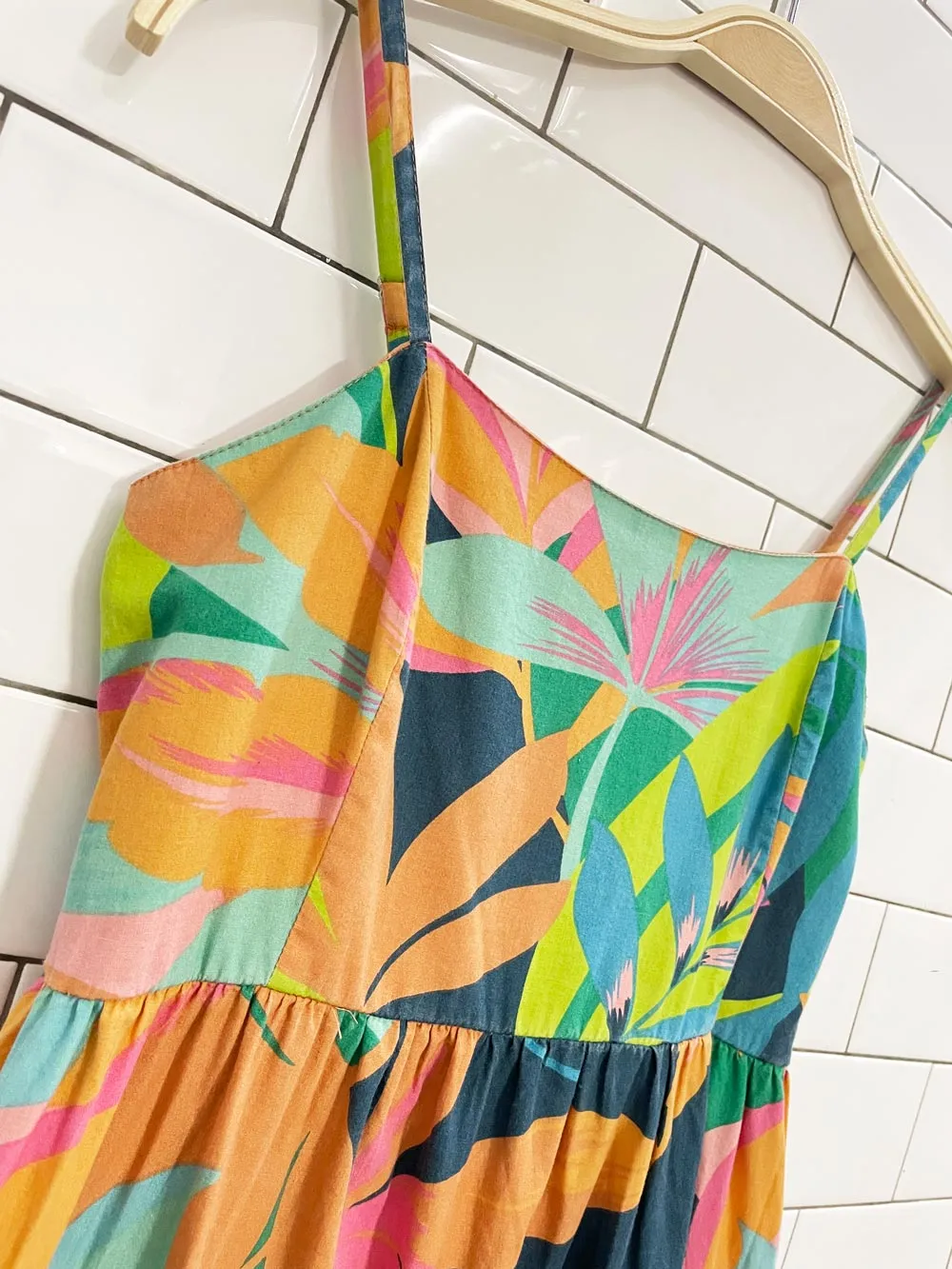japna tropical bright tiered maxi dress sold by Good Market Thrift Store product image thumbnail 2