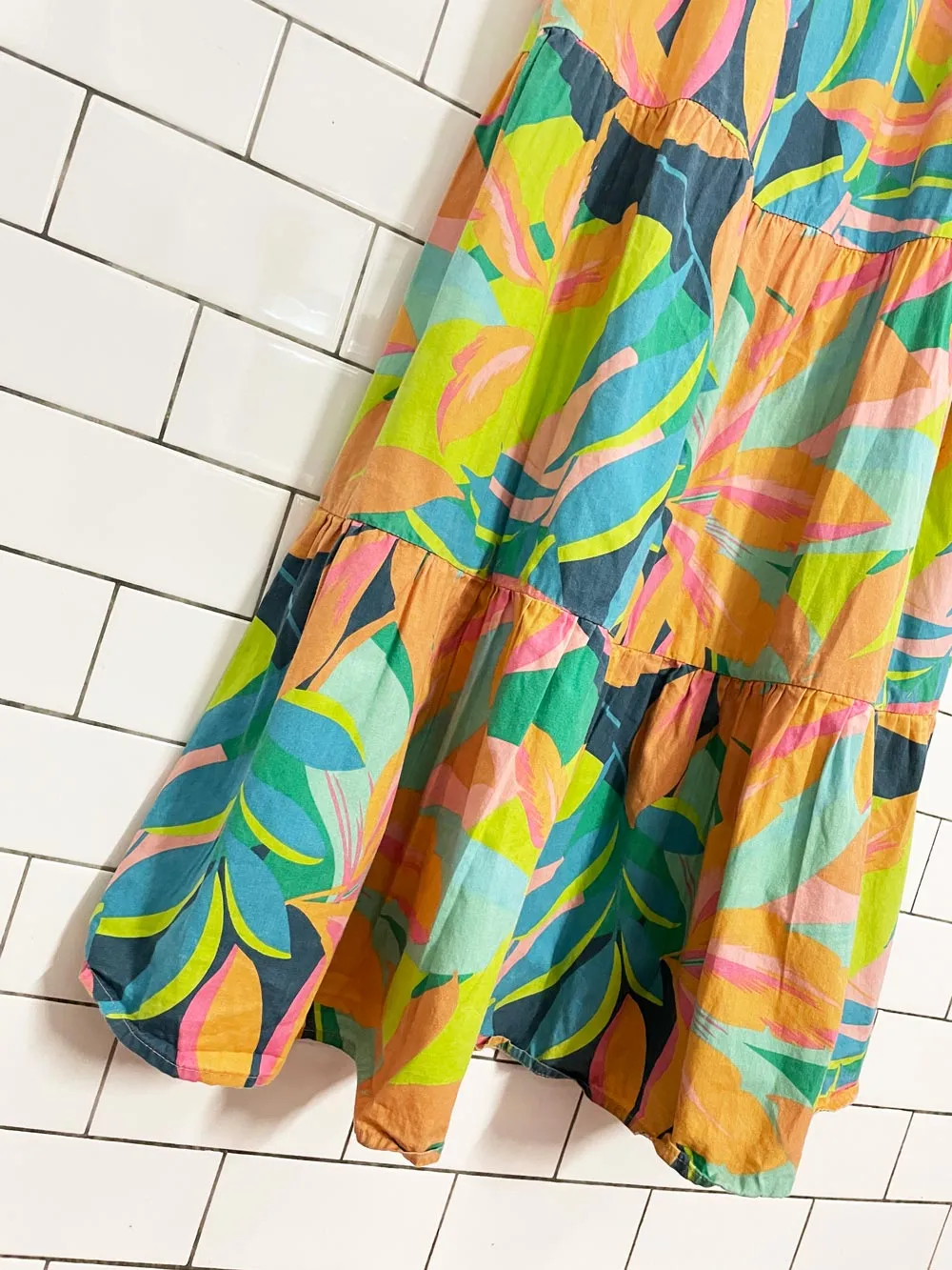 japna tropical bright tiered maxi dress sold by Good Market Thrift Store product image thumbnail 3