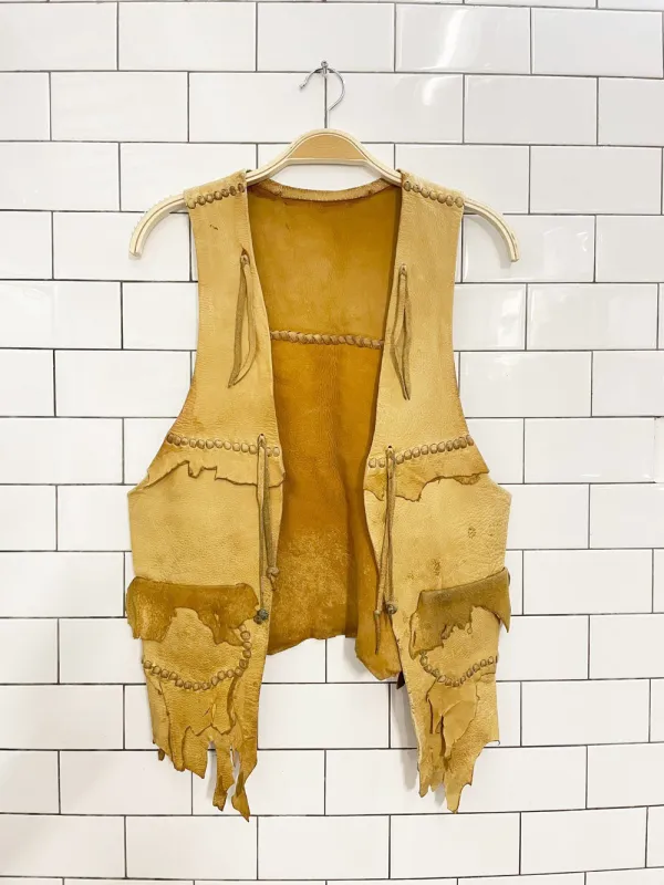 vintage 70s deerskin leather vest sold by Good Market Thrift Store