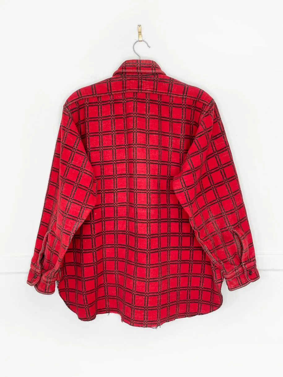 vintage 70s remco windowpane plaid fleece shirt jacket sold by Good Market Thrift Store product image thumbnail 5