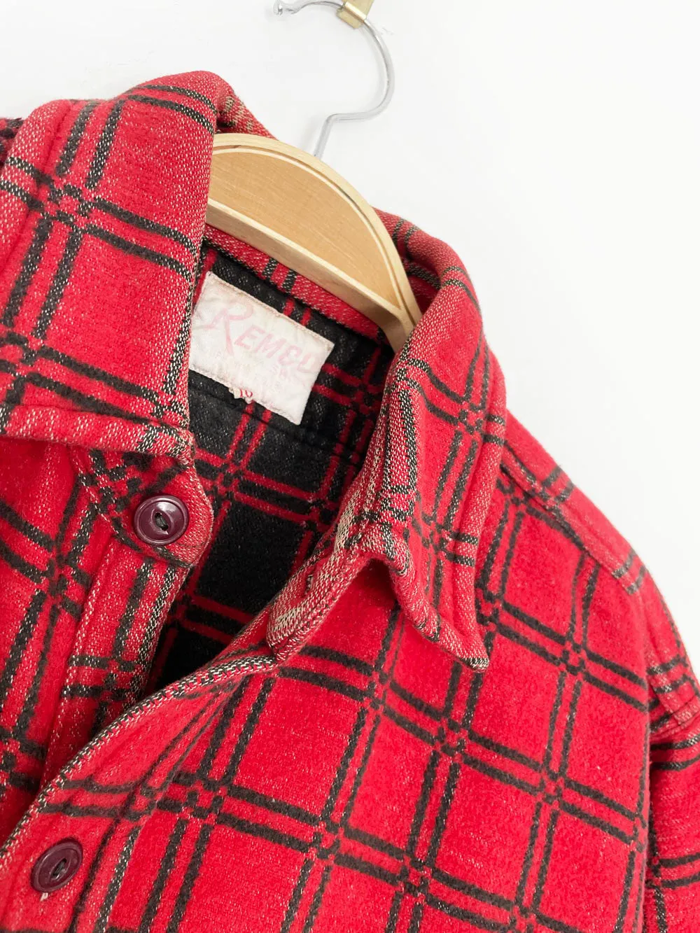 vintage 70s remco windowpane plaid fleece shirt jacket sold by Good Market Thrift Store product image thumbnail 2