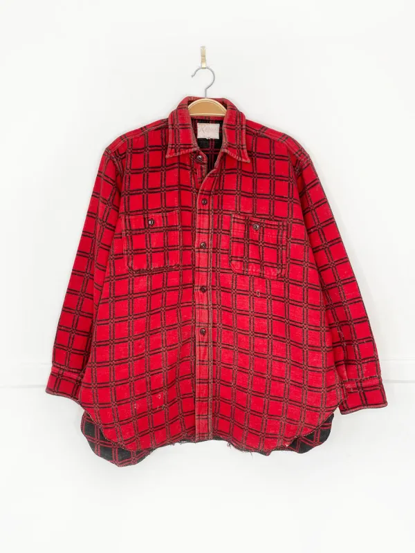 vintage 70s remco windowpane plaid fleece shirt jacket sold by Good Market Thrift Store