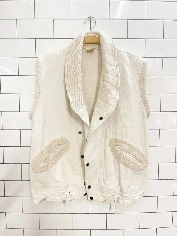 vintage 80s sasson knit trim textured cotton vest sold by Good Market Thrift Store