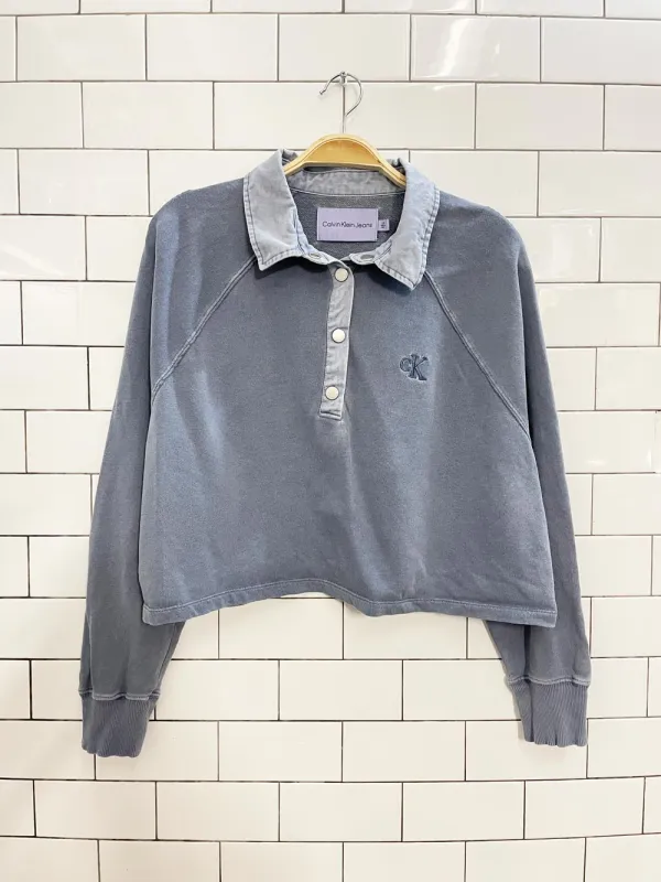 calvin klein cropped polo sweatshirt sold by Good Market Thrift Store