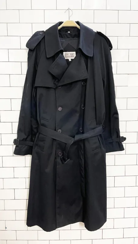 vintage tiptop tailors classic navy trench coat | zip out liner sold by Good Market Thrift Store