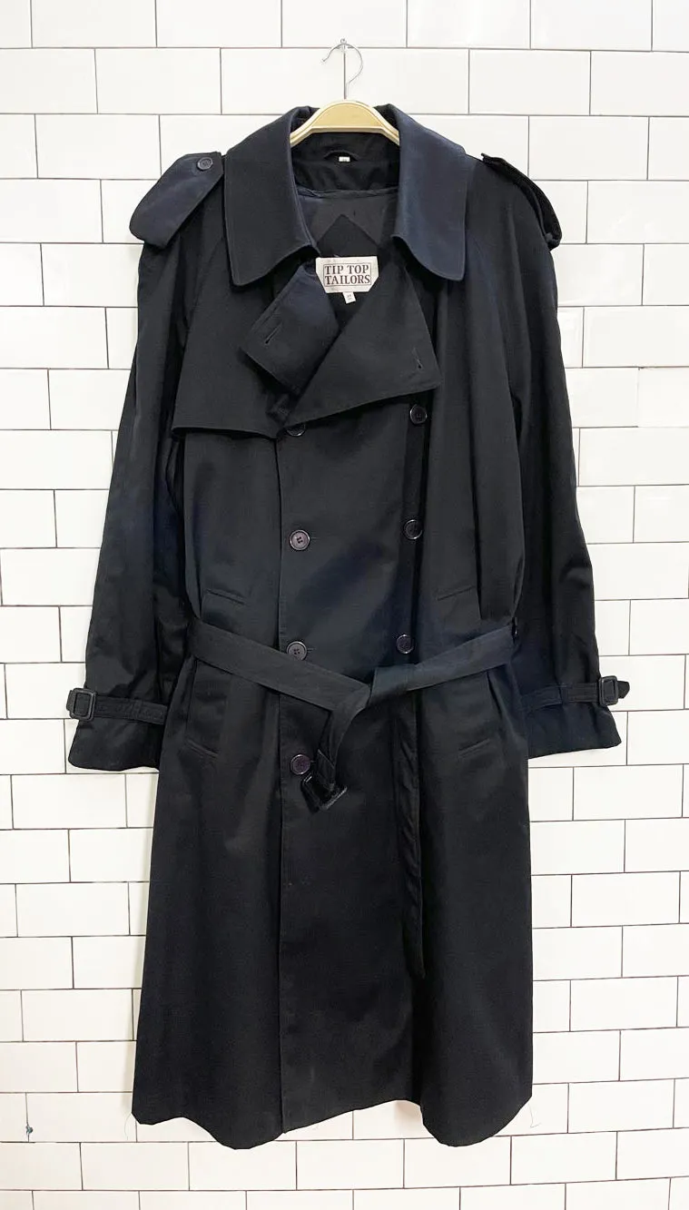 vintage tiptop tailors classic navy trench coat | zip out liner sold by Good Market Thrift Store