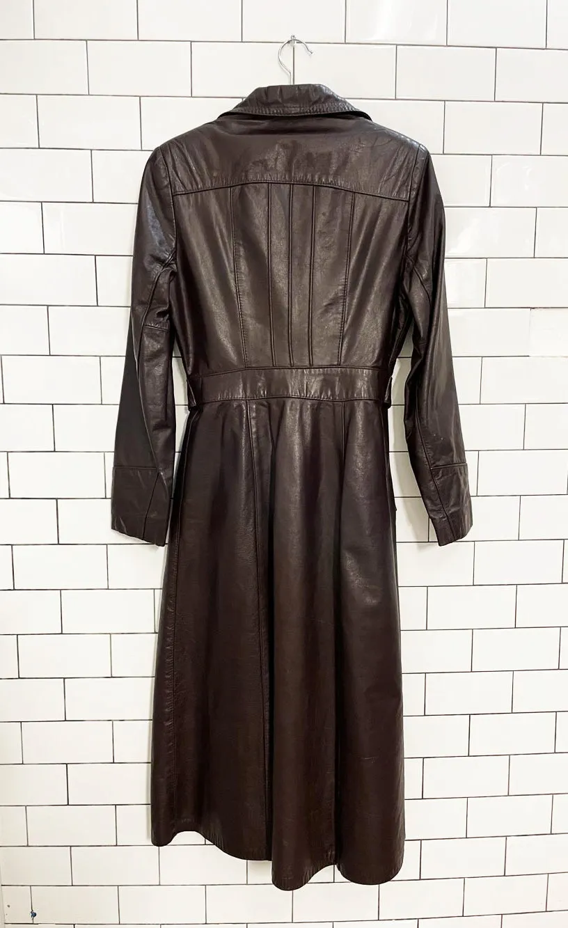 vintage 70s fairweather belted leather trench coat sold by Good Market Thrift Store product image thumbnail 4