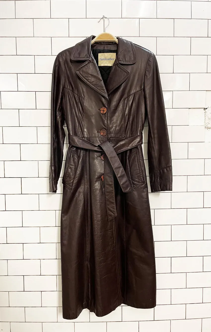 vintage 70s fairweather belted leather trench coat sold by Good Market Thrift Store