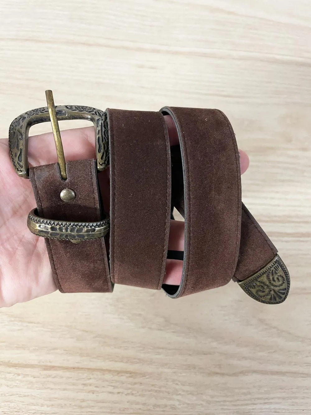 vintage western buckle velvet belt sold by Good Market Thrift Store product image thumbnail 2