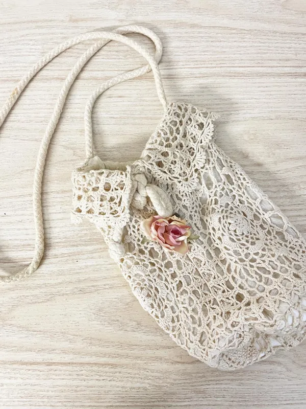 vintage crochet bucket bag shoulder bag sold by Good Market Thrift Store