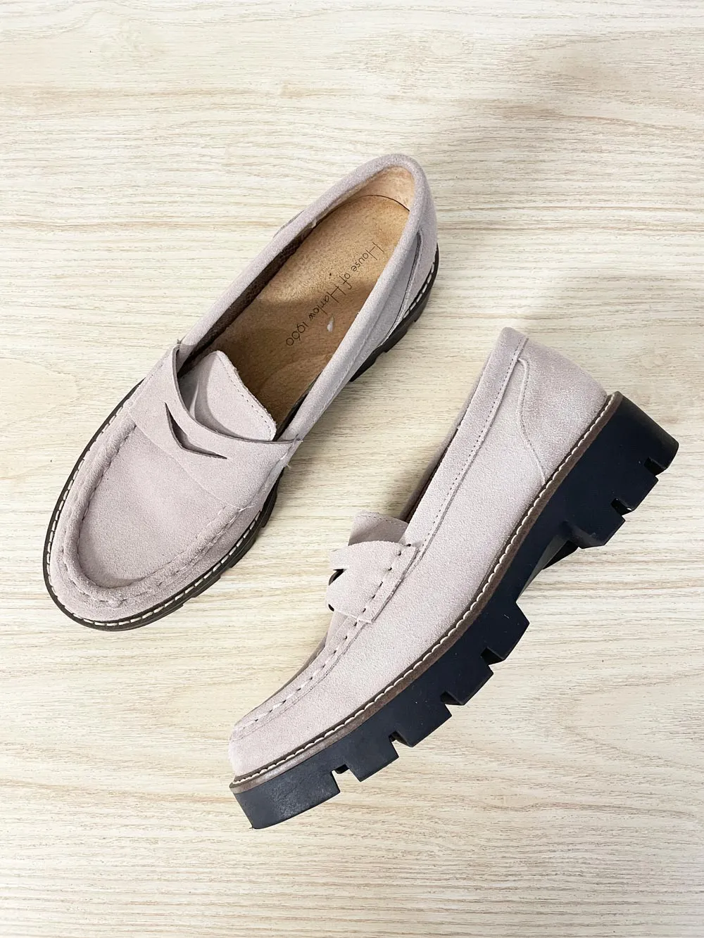 house of harlow gunner suede chunky loafer sold by Good Market Thrift Store