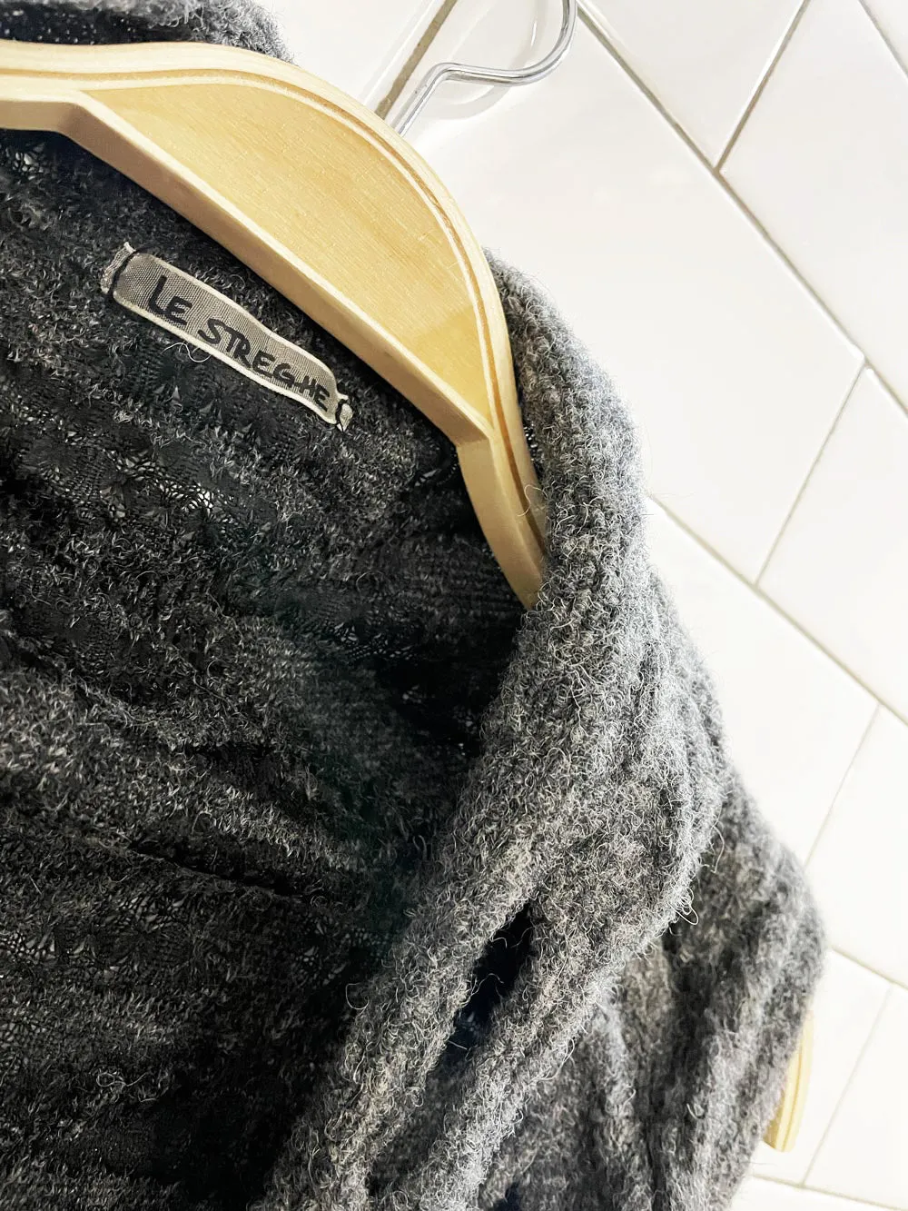 le streghe wool-blend art loose knit waterfall open vest sold by Good Market Thrift Store product image thumbnail 2