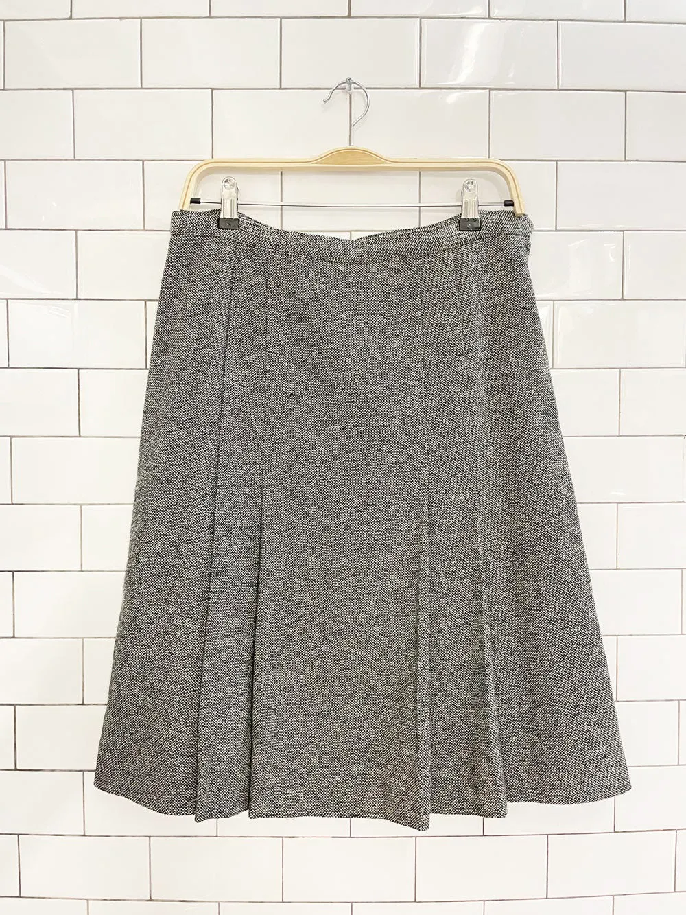 vintage wool tweed pleated mini skirt sold by Good Market Thrift Store