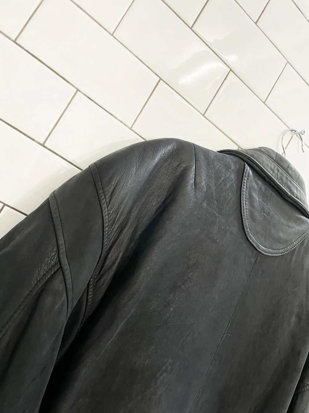 vintage 90s xterior nubuck leather bomber jacket sold by Good Market Thrift Store product image thumbnail 4