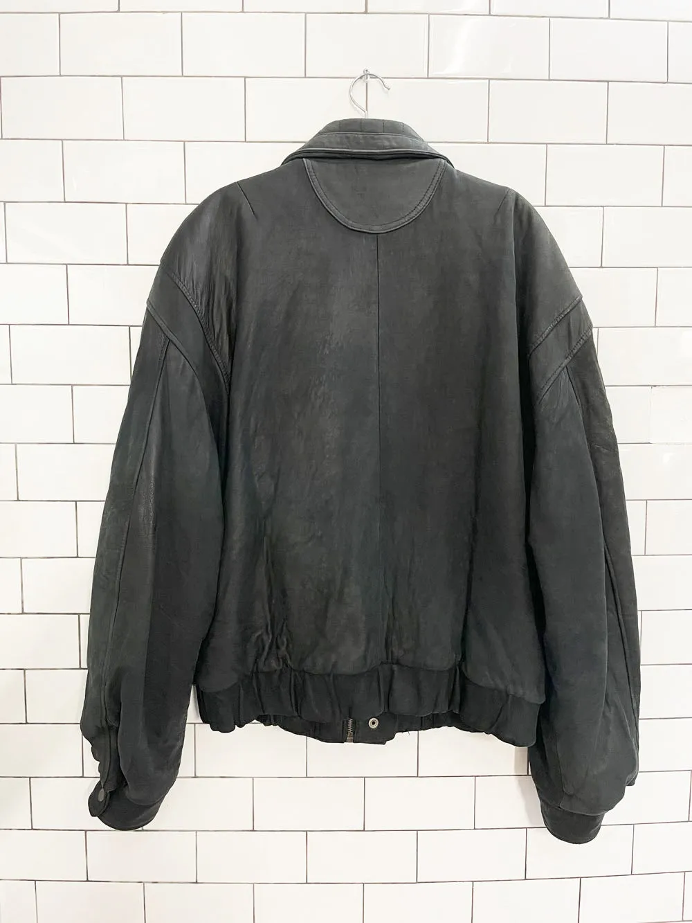 vintage 90s xterior nubuck leather bomber jacket sold by Good Market Thrift Store product image thumbnail 5