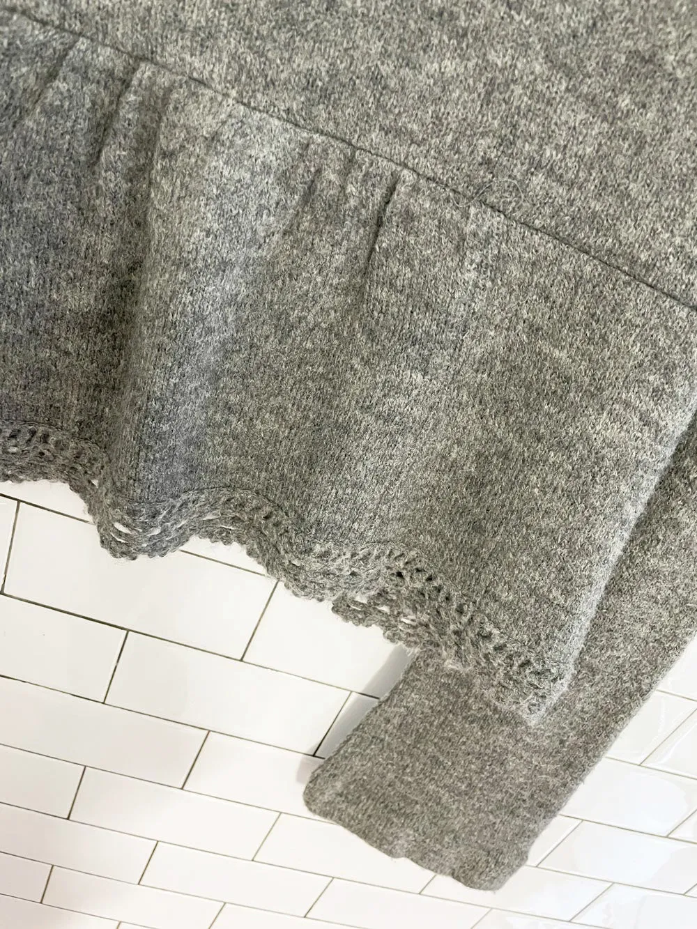 vintage 00s tristan & iseut wool-blend bell sleeve knit blazer jacket sold by Good Market Thrift Store product image thumbnail 5