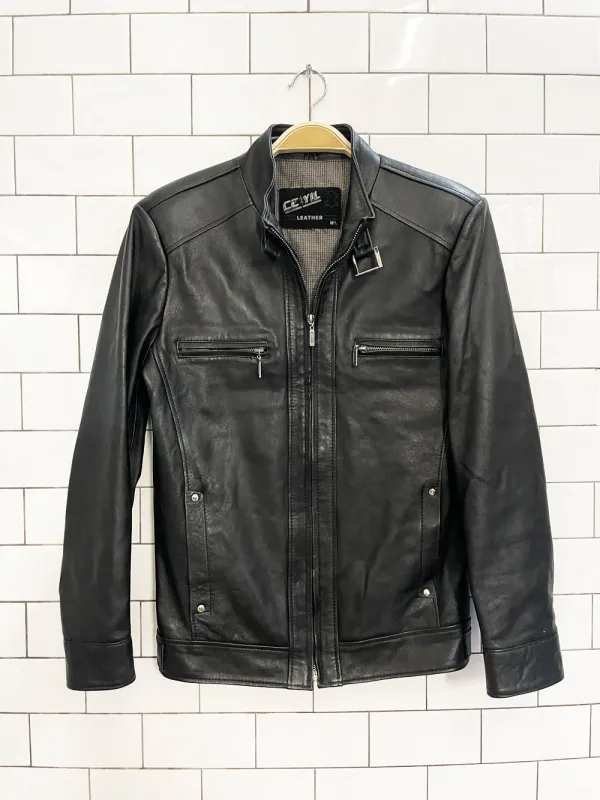 vintage 90s ceyil butter leather biker jacket sold by Good Market Thrift Store