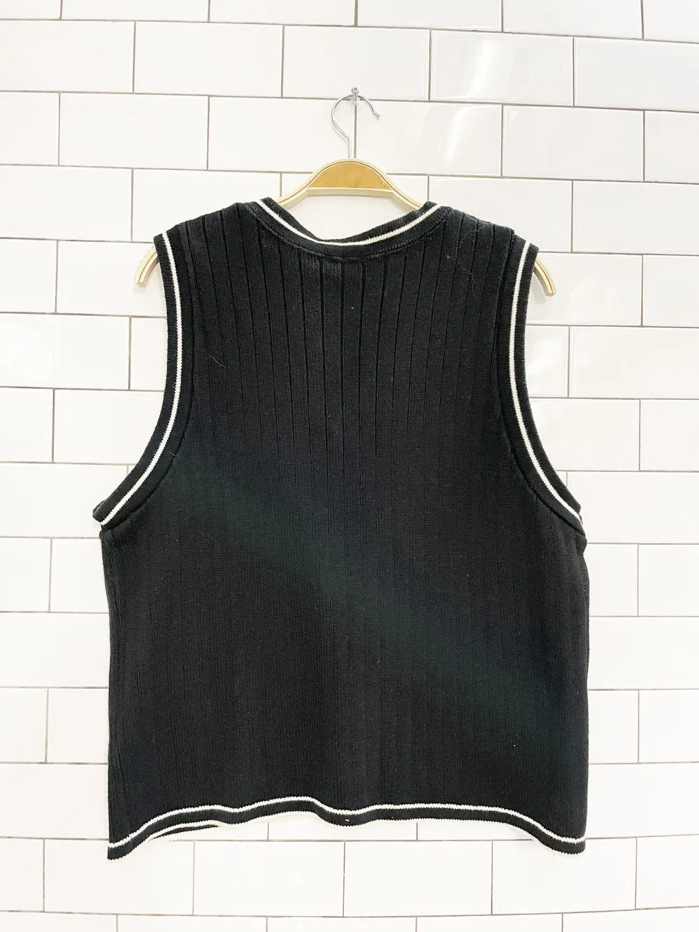 vintage 90s NR varsity stripe chunky rib knit sweater vest | northern reflections sold by Good Market Thrift Store product image thumbnail 3