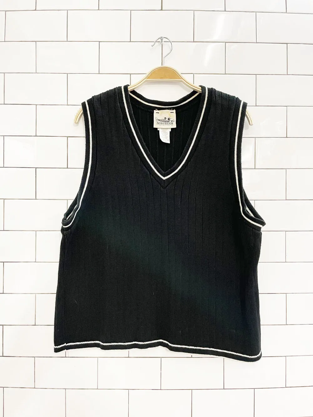 vintage 90s NR varsity stripe chunky rib knit sweater vest | northern reflections sold by Good Market Thrift Store