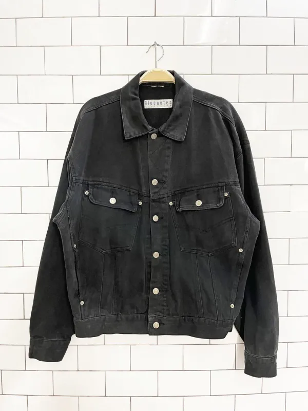 vintage 80s bluenotes oversized black denim jacket sold by Good Market Thrift Store