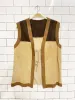 vintage lamb suede colourblock tie front vest | unlined sold by Good Market Thrift Store