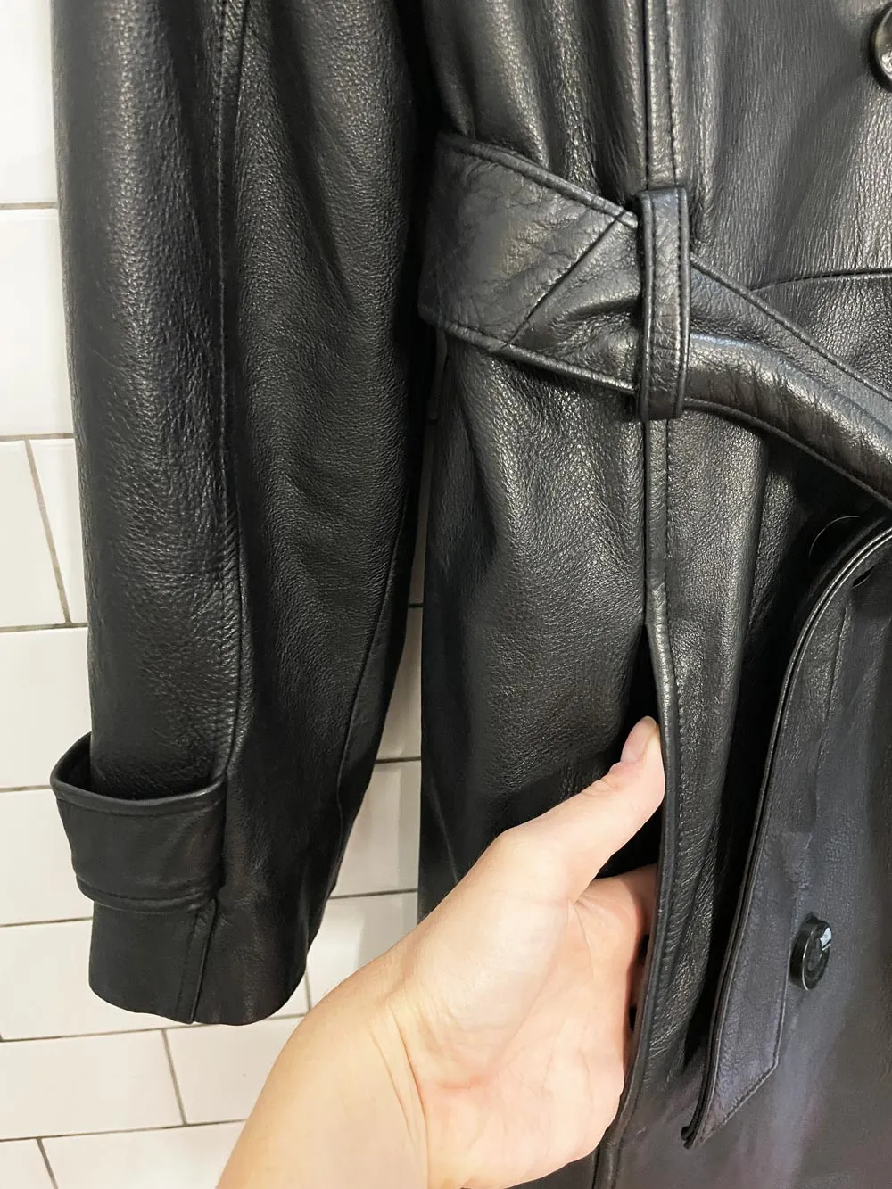 vintage wilsons soft leather belted trench coat sold by Good Market Thrift Store product image thumbnail 3