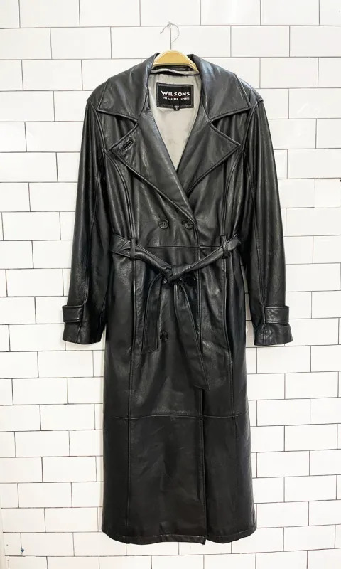 vintage wilsons soft leather belted trench coat sold by Good Market Thrift Store