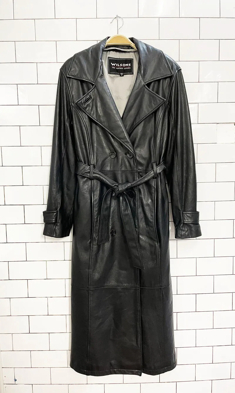 vintage wilsons soft leather belted trench coat sold by Good Market Thrift Store