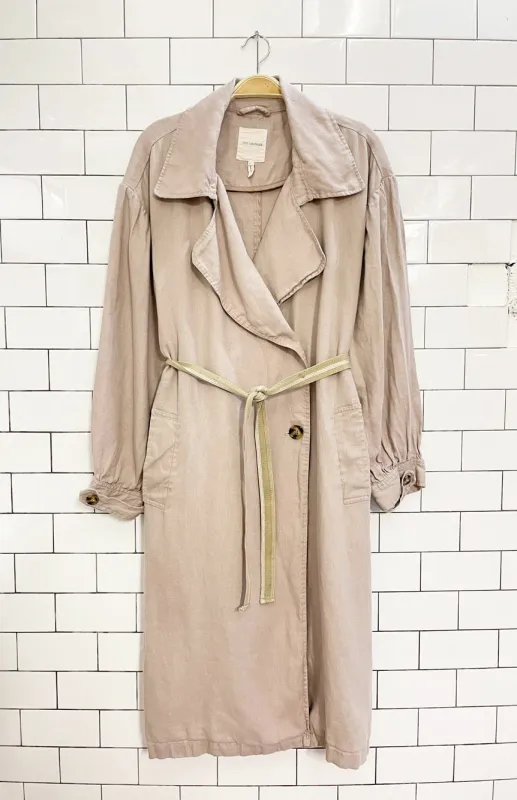 avec les filles 100% linen balloon sleeve trench coat | lagenlook | anthropologie sold by Good Market Thrift Store