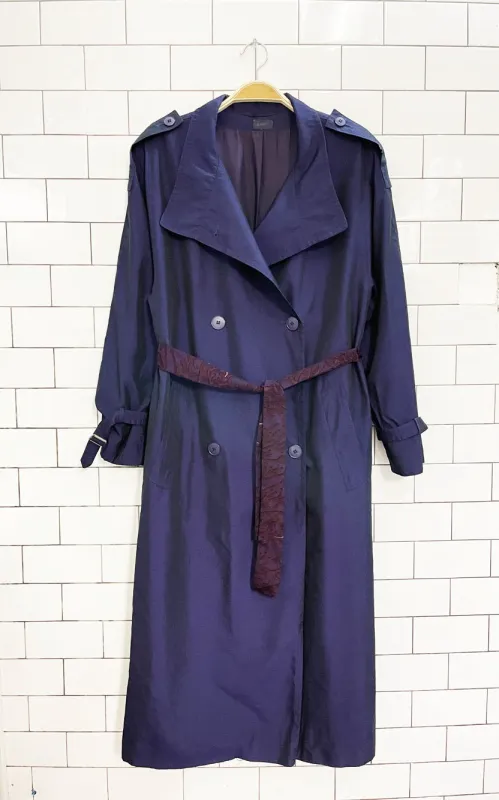vintage 80s petite madmoiselle irredescent trench coat sold by Good Market Thrift Store