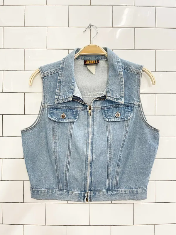 vintage 90s faded glory zip denim vest top sold by Good Market Thrift Store