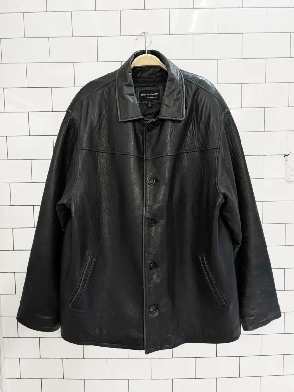 vintage 90s bod & christensen butter leather button down jacket sold by Good Market Thrift Store