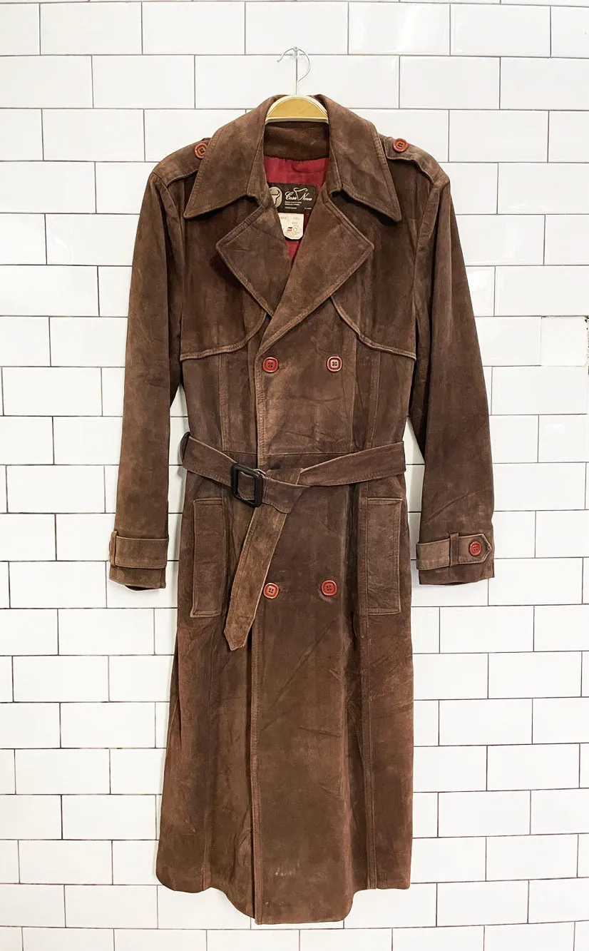 vintage 70s cosa nova double breasted suede trench coat | leather sold by Good Market Thrift Store