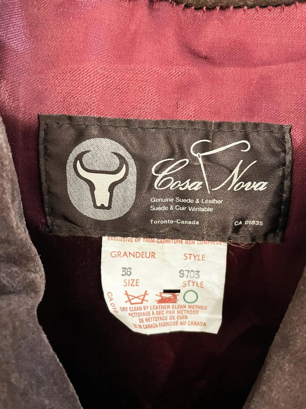 vintage 70s cosa nova double breasted suede trench coat | leather sold by Good Market Thrift Store product image thumbnail 4